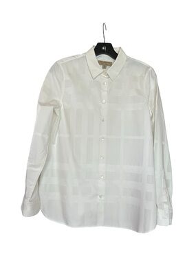 Burberry White Tonal Check Long-Sleeve Dress Shirt